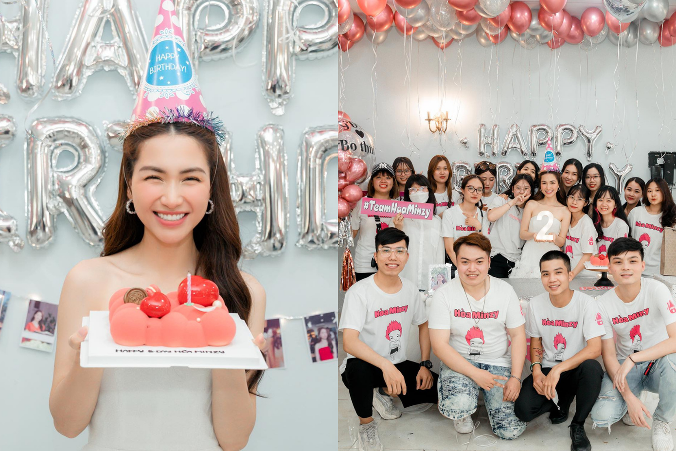 Hòa Minzy tươi tắn trong bữa tiệc sinh nhật được FC của nữ ca sĩ ở Hà Nội tổ chức.