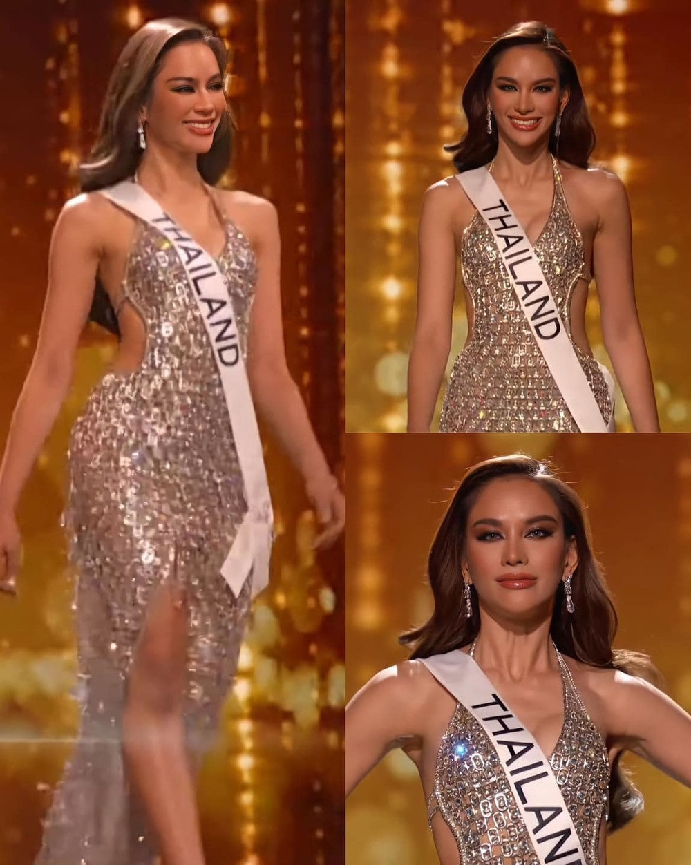 Hidden Precious Diamond Dress lấy chất liệu chủ đạo là nắp lon thiếc đã qua sử dụng, gửi gắm thông điệp bảo vệ môi trường. Trang phục dạ hội với ý tưởng ấn tượng giúp đại diện Thái Lan tỏa sáng trong đêm Bán kết.