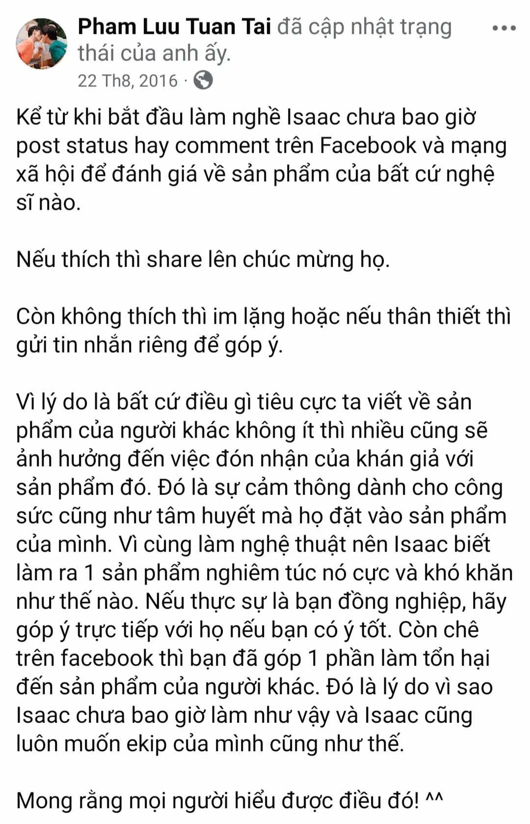 Phát ngôn 9 năm trước của Isaac bất ngờ được "đào" lại giữa ồn ào khen - chê phim Tết của Trấn Thành. Phát ngôn 9 năm trước của Isaac bất ngờ được "đào" lại giữa ồn ào khen - chê phim Tết của Trấn Thành.