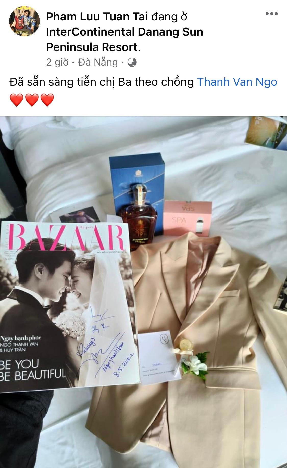 Isaac đăng tải trang phục phù rể trên trang cá nhân.