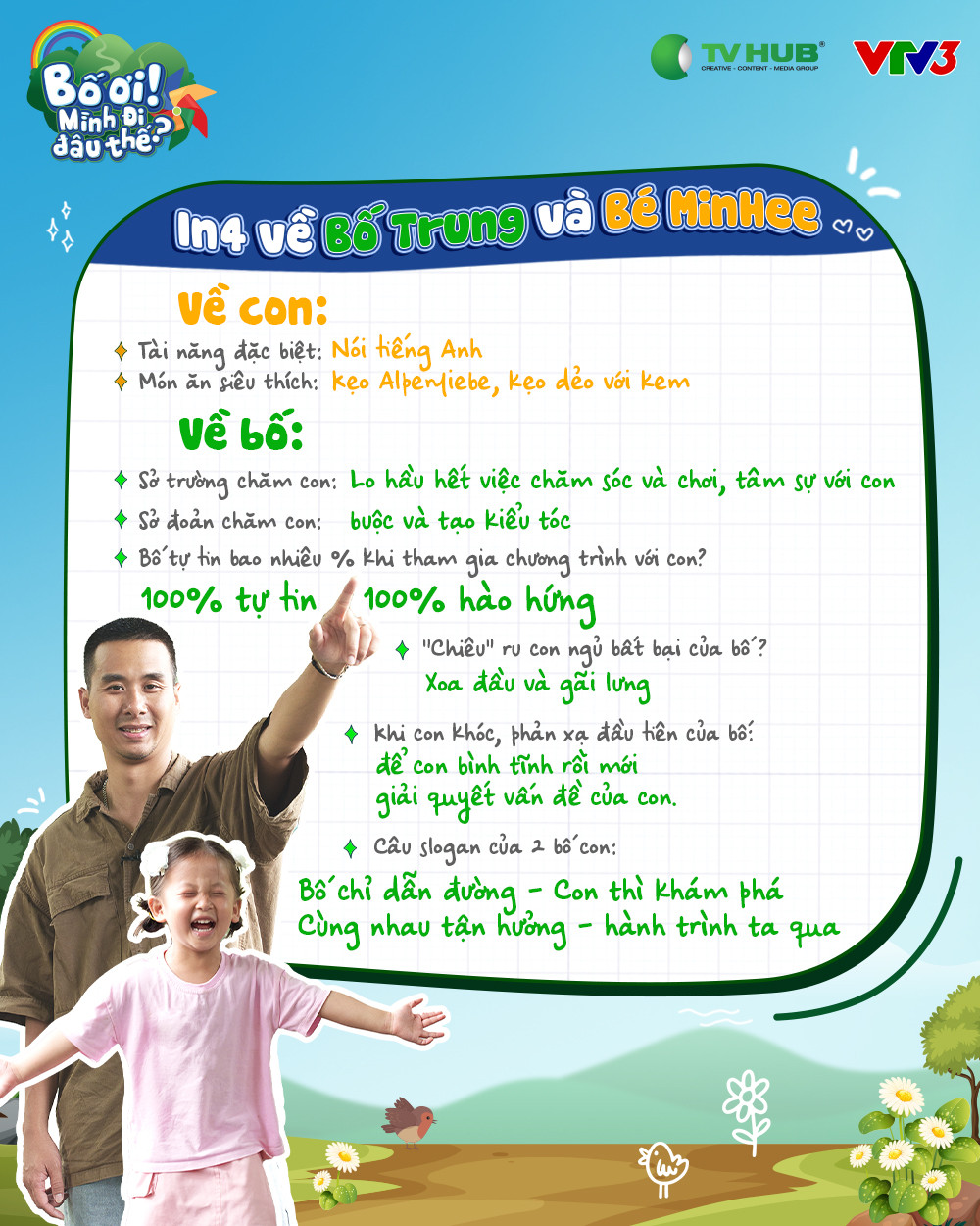 Cặp bố con MinHee trở thành cast chính thức của Bố Ơi! Mình Đi Đâu Thế?. Nguồn ảnh: BTC.