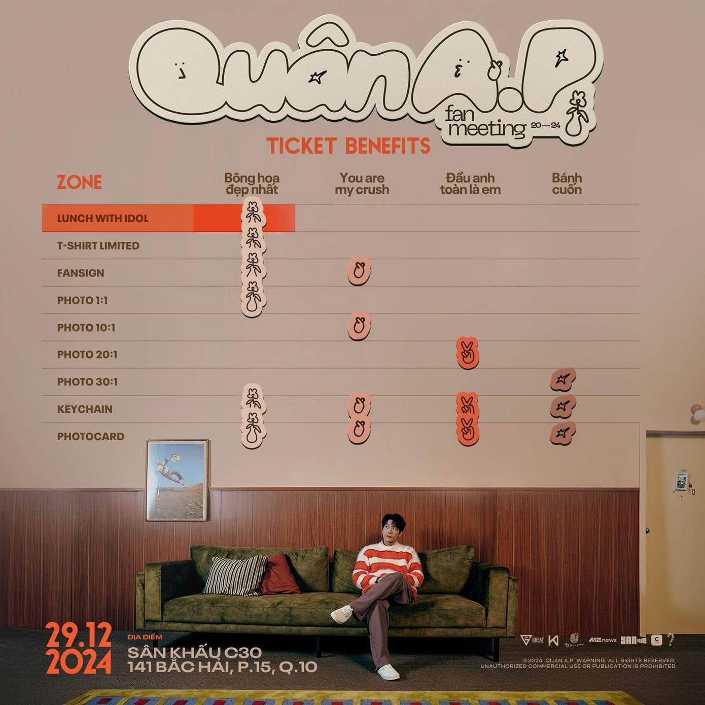 Các "gạch đầu dòng" về quyền lợi đặc biệt khiến HIP (tên FC Quân A.P) thích thú. Các "gạch đầu dòng" về quyền lợi đặc biệt khiến HIP (tên FC Quân A.P) thích thú.