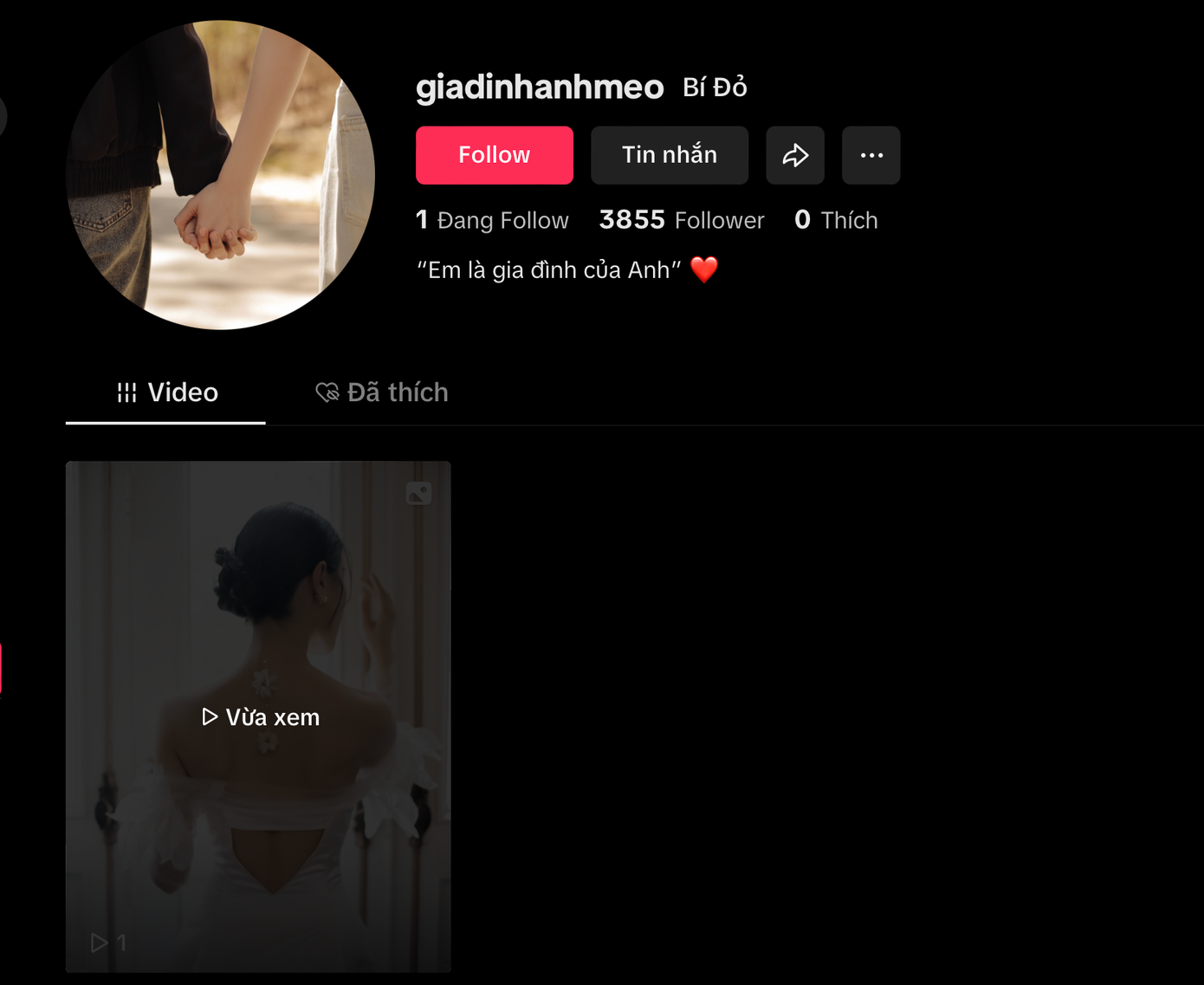 Cặp đôi còn được phát hiện lập một tài khoản TikTok với tên Gia Đình Anh Mèo. Tài khoản này đăng tải hình ảnh váy cưới của vũ công Thu Trang. Cặp đôi còn được phát hiện lập một tài khoản TikTok với tên Gia Đình Anh Mèo. Tài khoản này đăng tải hình ảnh váy cưới của vũ công Thu Trang.