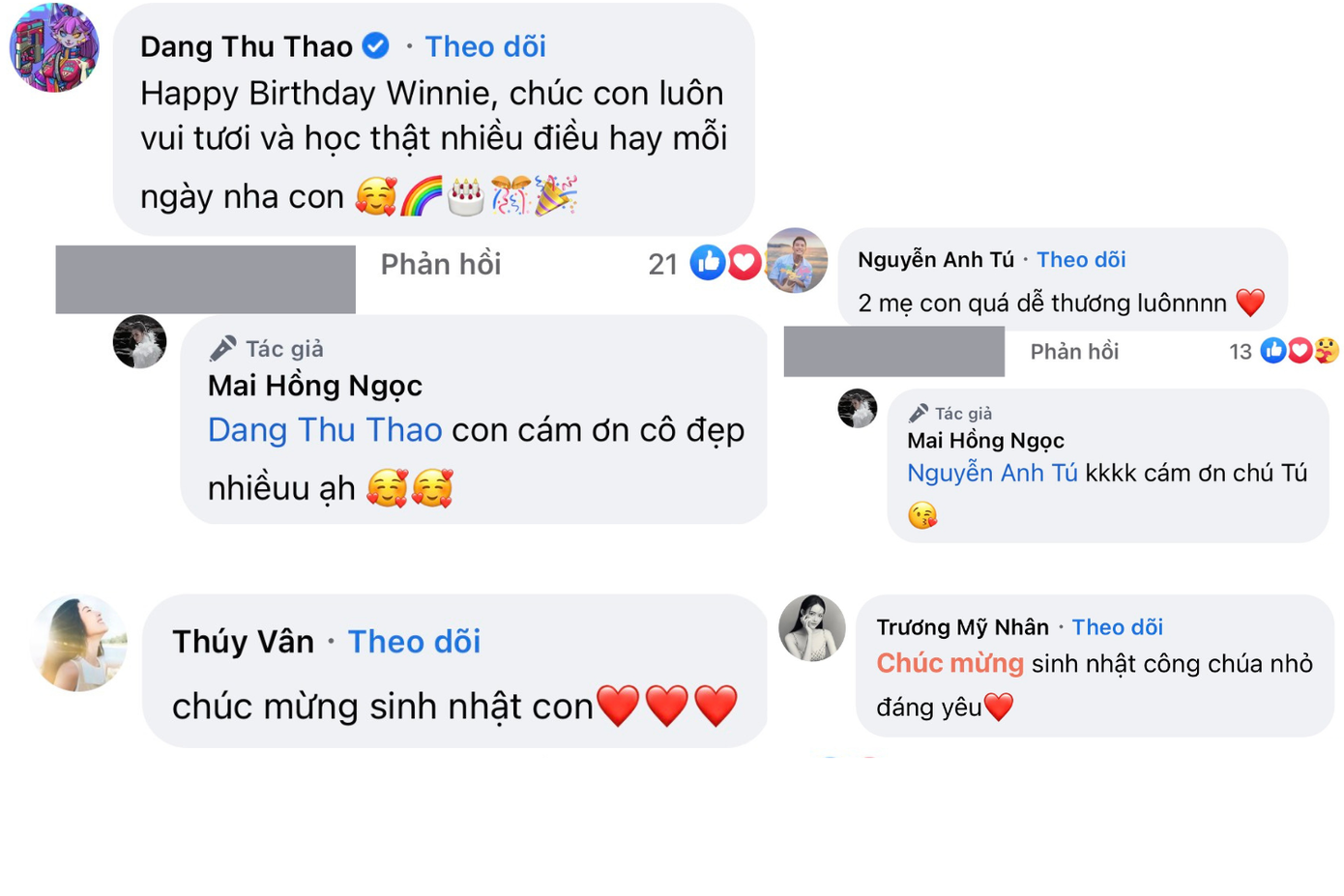 Dàn sao Việt gửi lời chúc mừng sinh nhật Winnie.