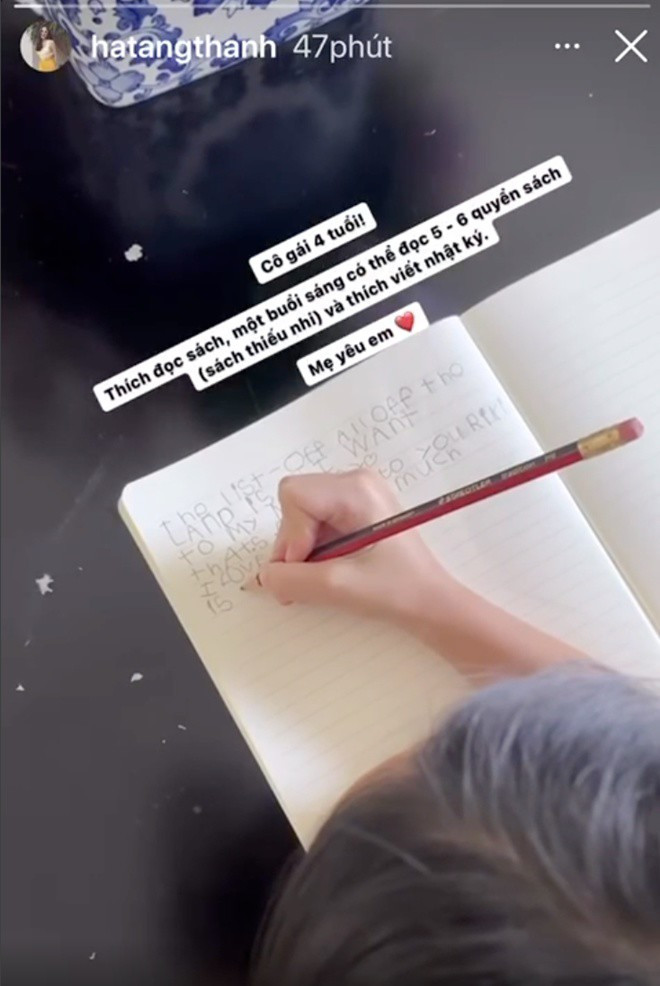 Hà Tăng tiết lộ con gái "đam mê" đọc sách và viết nhật ký.