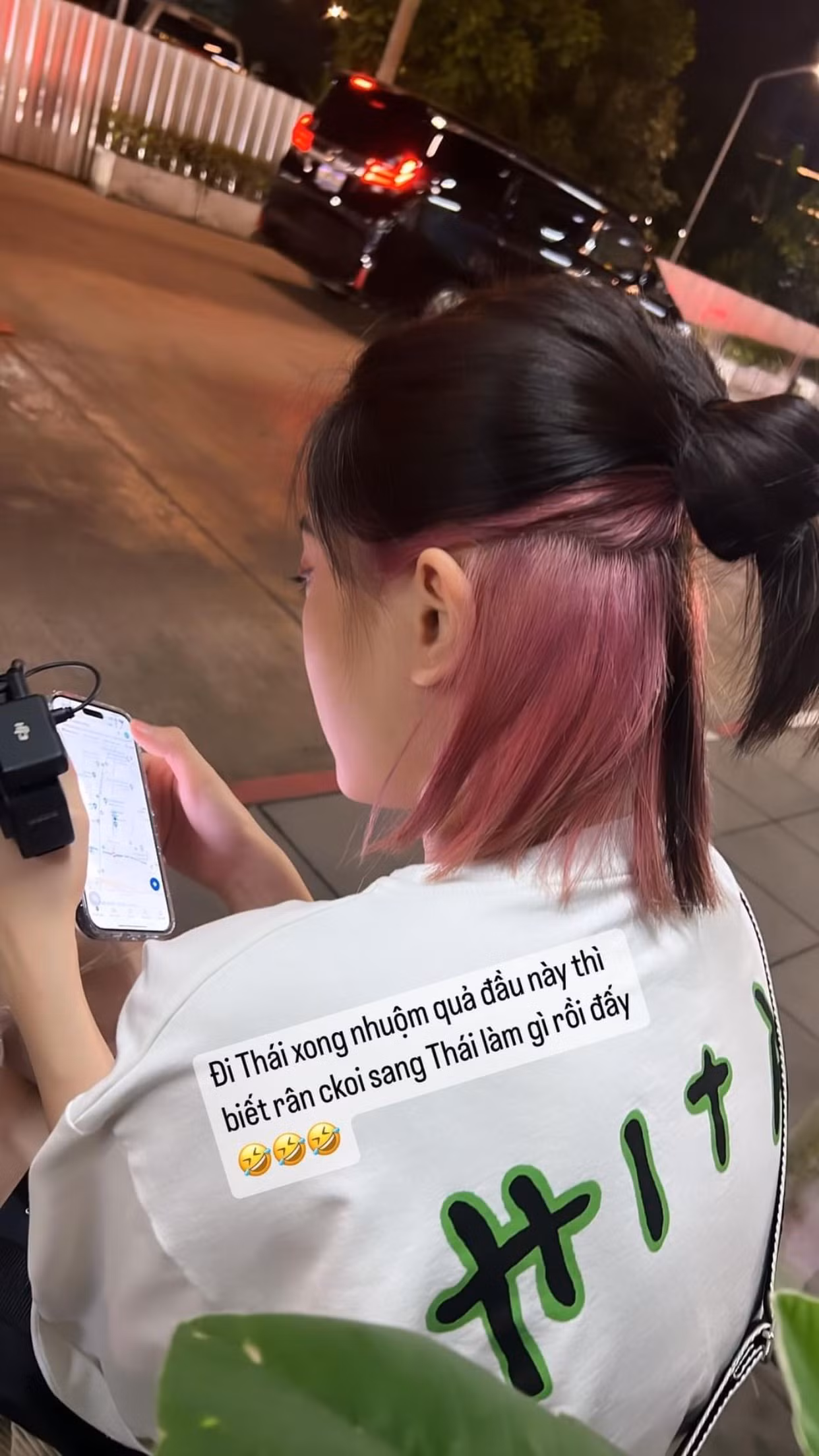 Á hậu Phương Nga được Bình An khẳng định là "dân chơi" khi đã nhuộm hẳn tóc sang màu đen - hồng trước khi dự concert của gà cưng YG.