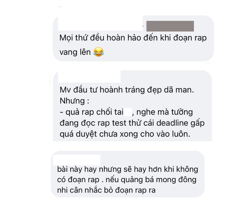 Không ít netizen cho rằng nếu không có đoạn rap của Wowy, hoặc thay bằng một rapper khác thì nghe sẽ đỡ nhức nhối hơn.