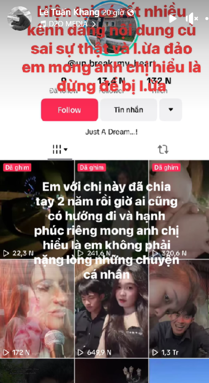 Hiện xuất hiện rất nhiều tài khoản mạo danh Lê Tuấn Khang nên hãy cảnh giác.