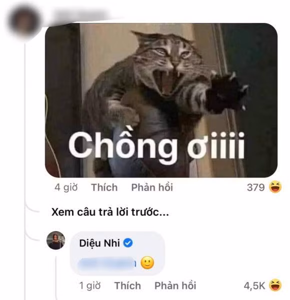 Diệu Nhi "trả lời nhẹ" bình luận gọi Anh Tú là chồng của netizen.