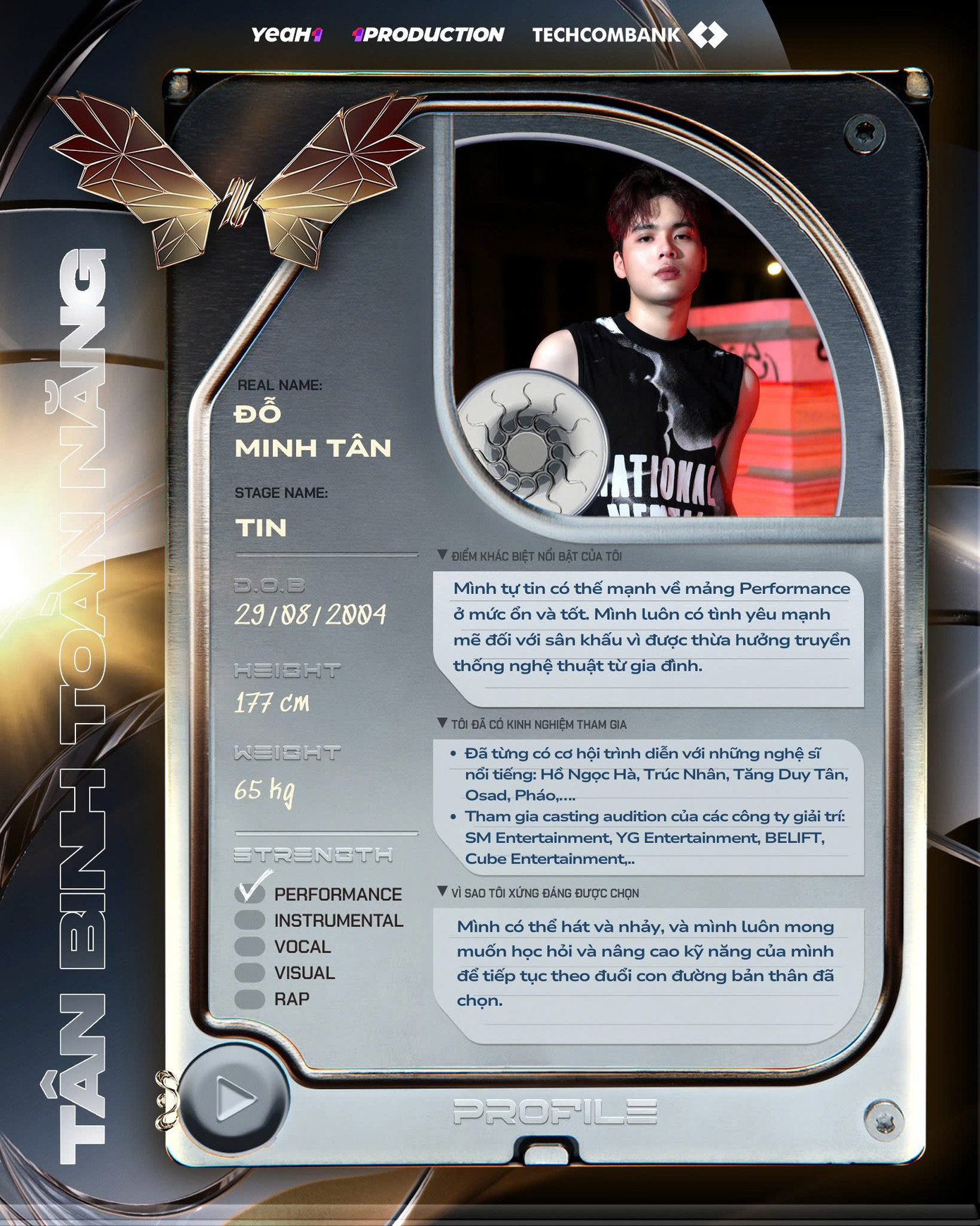 "Chiếc CV" chất lượng của Đỗ Minh Tân. Nguồn: BTC Tân Binh Toàn Năng. "Chiếc CV" chất lượng của Đỗ Minh Tân. Nguồn: BTC Tân Binh Toàn Năng.