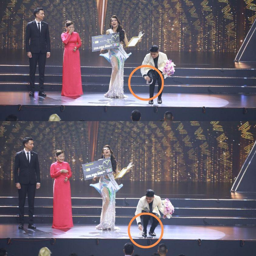 Sự cố rơi vương miện trên sân khấu của Á hậu 1 Thảo Nhi Lê.