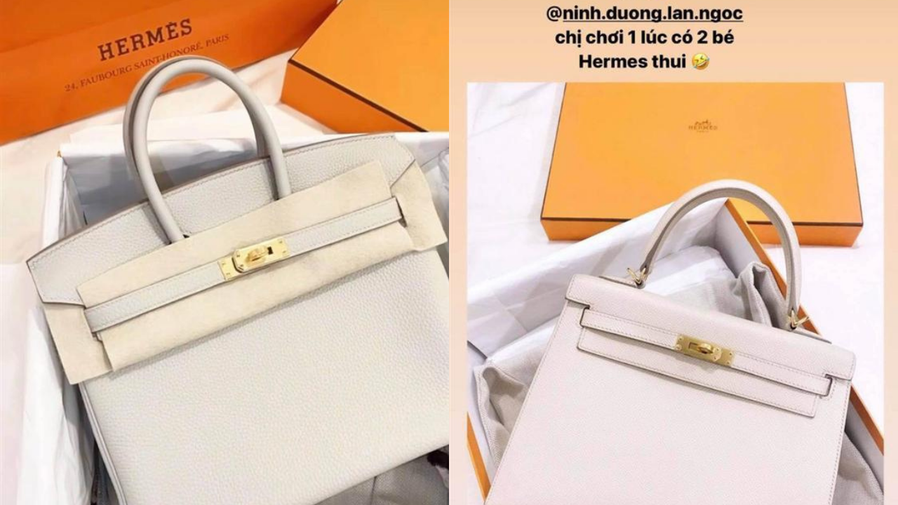 Cận cảnh hai chiếc túi Hermès đắt đỏ của Ninh Dương Lan Ngọc. Cận cảnh hai chiếc túi Hermès đắt đỏ của Ninh Dương Lan Ngọc.