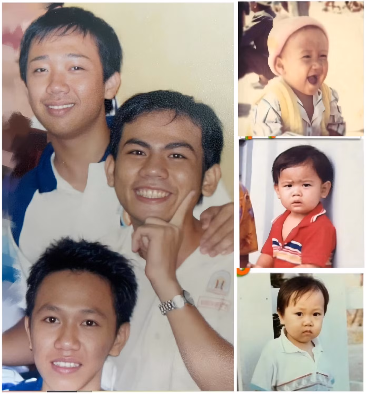 Diễn viên Anh Đức được khen ngợi "điển trai nhất hội" khi nhóm bạn còn là học sinh.