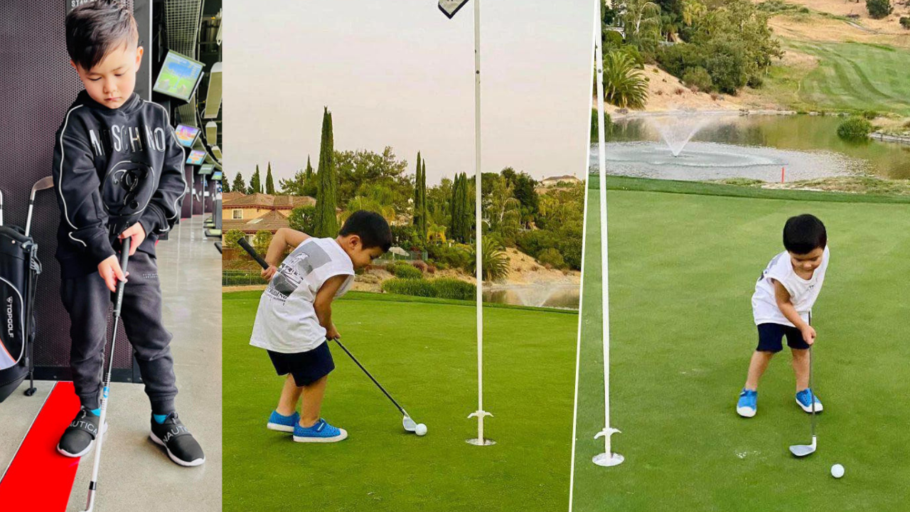 Quý tử nhà Đan Trường được mẹ cho theo học chơi golf từ khá sớm. Quý tử nhà Đan Trường được mẹ cho theo học chơi golf từ khá sớm.