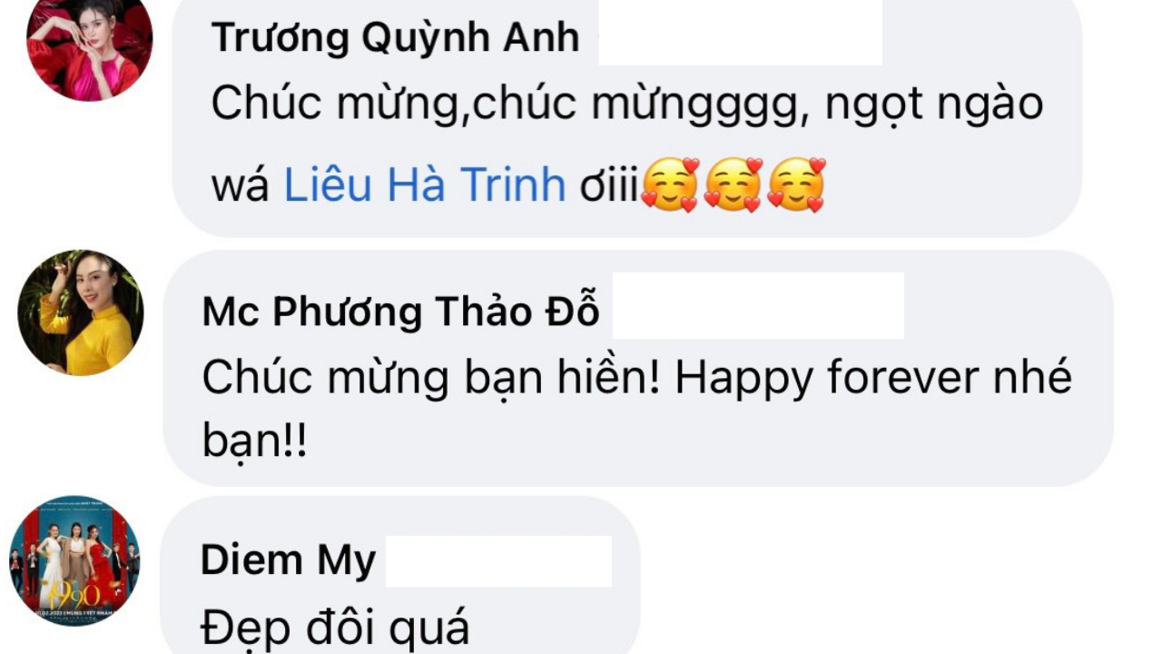 Nhiều sao Việt bày tỏ sự ngưỡng mộ đối với hạnh phúc của cặp đôi. Nhiều sao Việt bày tỏ sự ngưỡng mộ đối với hạnh phúc của cặp đôi.
