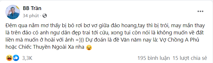 "Thánh lầy" BB Trần dự đoán đề Văn là "Vợ Chồng A Phủ" và "Chiếc thuyền ngoài xa".