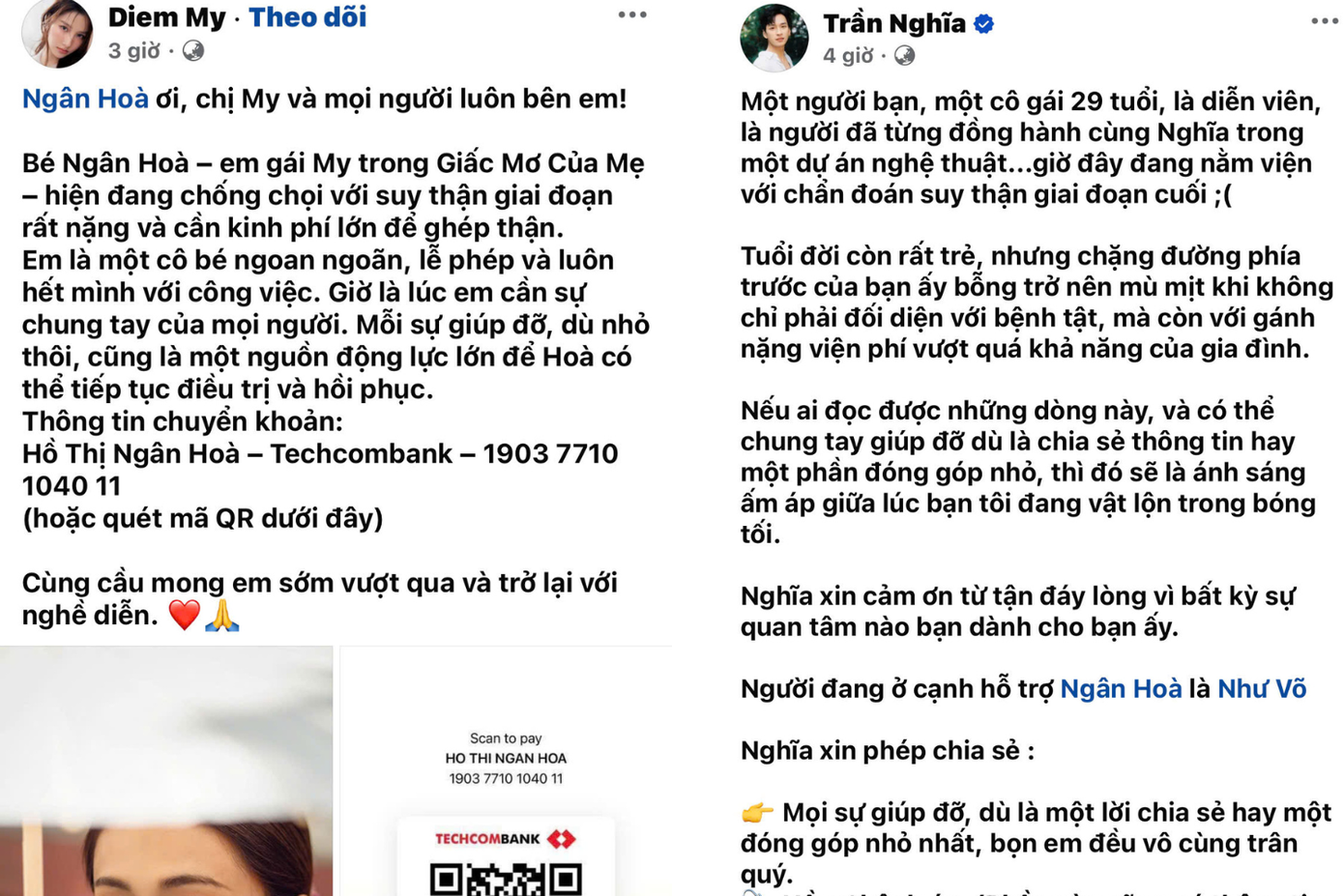 Diễn viên Diễm My, Trần Nghĩa cũng chia sẻ sự khó khăn cùng với Ngân Hòa.