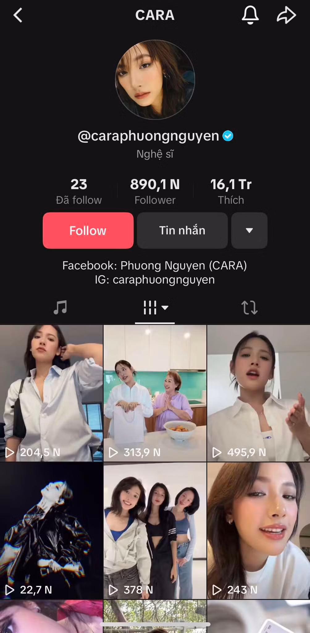 CARA hiện tại chỉ hoạt động sôi nổi trên nền tảng TikTok.