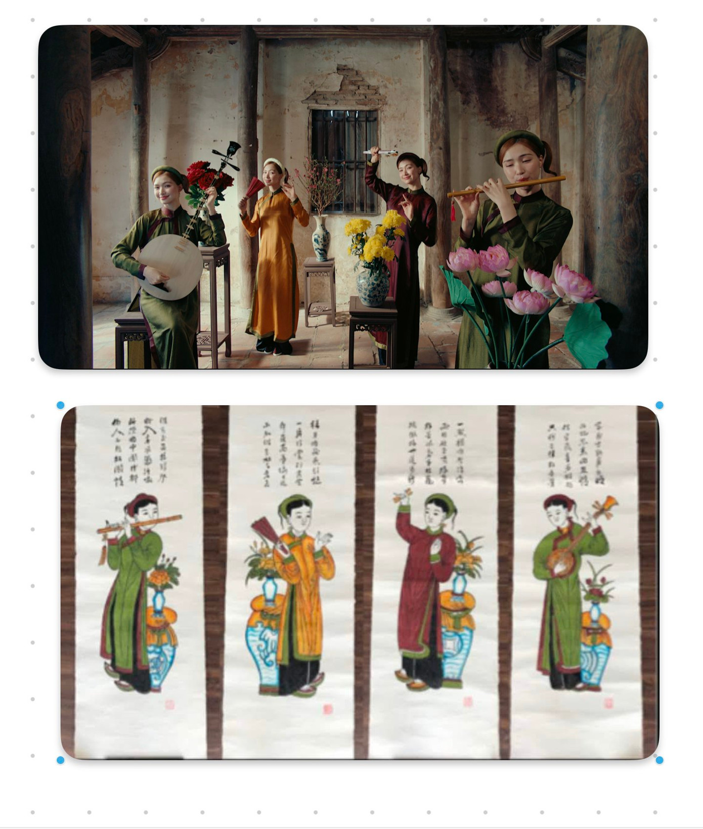 Hòa Minzy đem biểu tượng tranh Tố Nữ vào MV Bắc Bling. Nguồn ảnh: Nhu Đặng. Hòa Minzy đem biểu tượng tranh Tố Nữ vào MV Bắc Bling. Nguồn ảnh: Nhu Đặng.