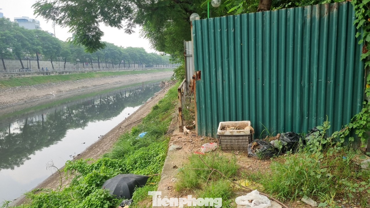 Lán nghỉ của công nhân thành nơi phóng uế của người qua đường, tạo nên cảnh nhếch nhác ven sông Tô Lịch. Lán nghỉ của công nhân thành nơi phóng uế của người qua đường, tạo nên cảnh nhếch nhác ven sông Tô Lịch.