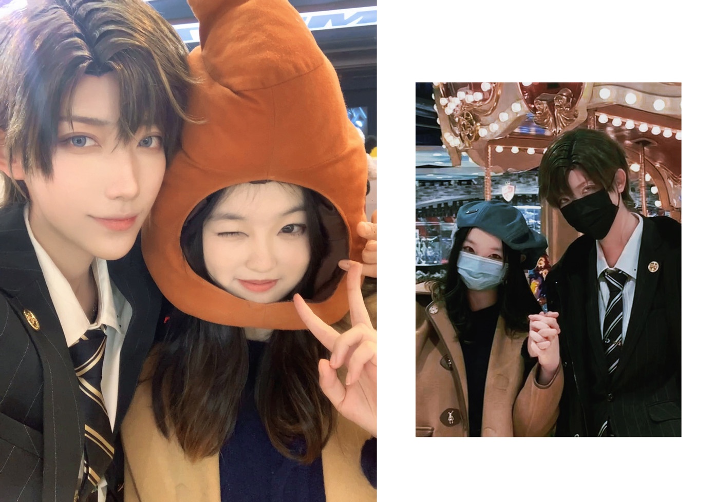 Rynee Ren (phải) selfie với người đóng vai bạn trai ảo Zuo Ran của cô. Ảnh: Rynee Ren