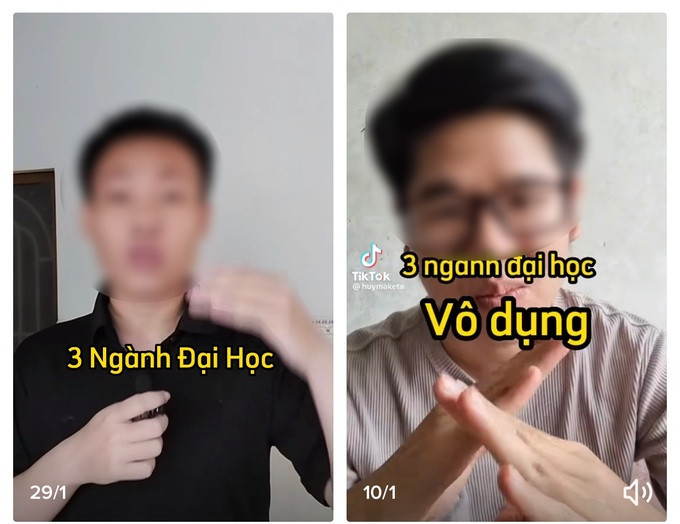 Những clip giới thiệu về "ngành học vô dụng" nhan nhản trên mạng xã hội (Ảnh chụp màn hình). Những clip giới thiệu về "ngành học vô dụng" nhan nhản trên mạng xã hội (Ảnh chụp màn hình).