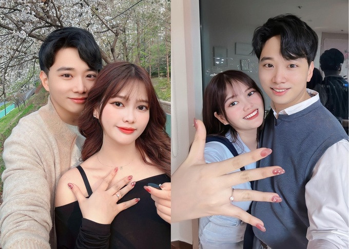 Thảo đăng ảnh khoe nhẫn cầu hôn bên nửa kia. (Ảnh: NVCC).