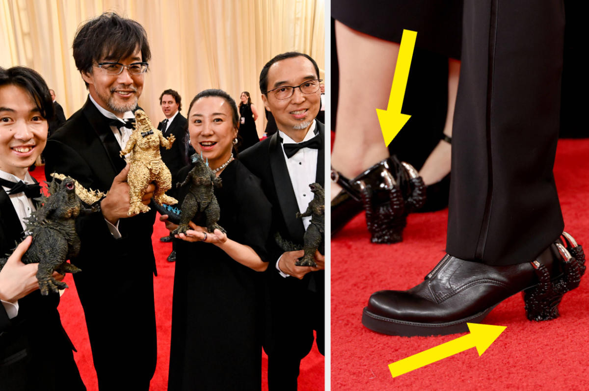 Đội ngũ nhận giải đã đưa mô hình thu nhỏ của Godziila lên sân khấu để ăn mừng chiến thắng. Đội ngũ nhận giải đã đưa mô hình thu nhỏ của Godziila lên sân khấu để ăn mừng chiến thắng.