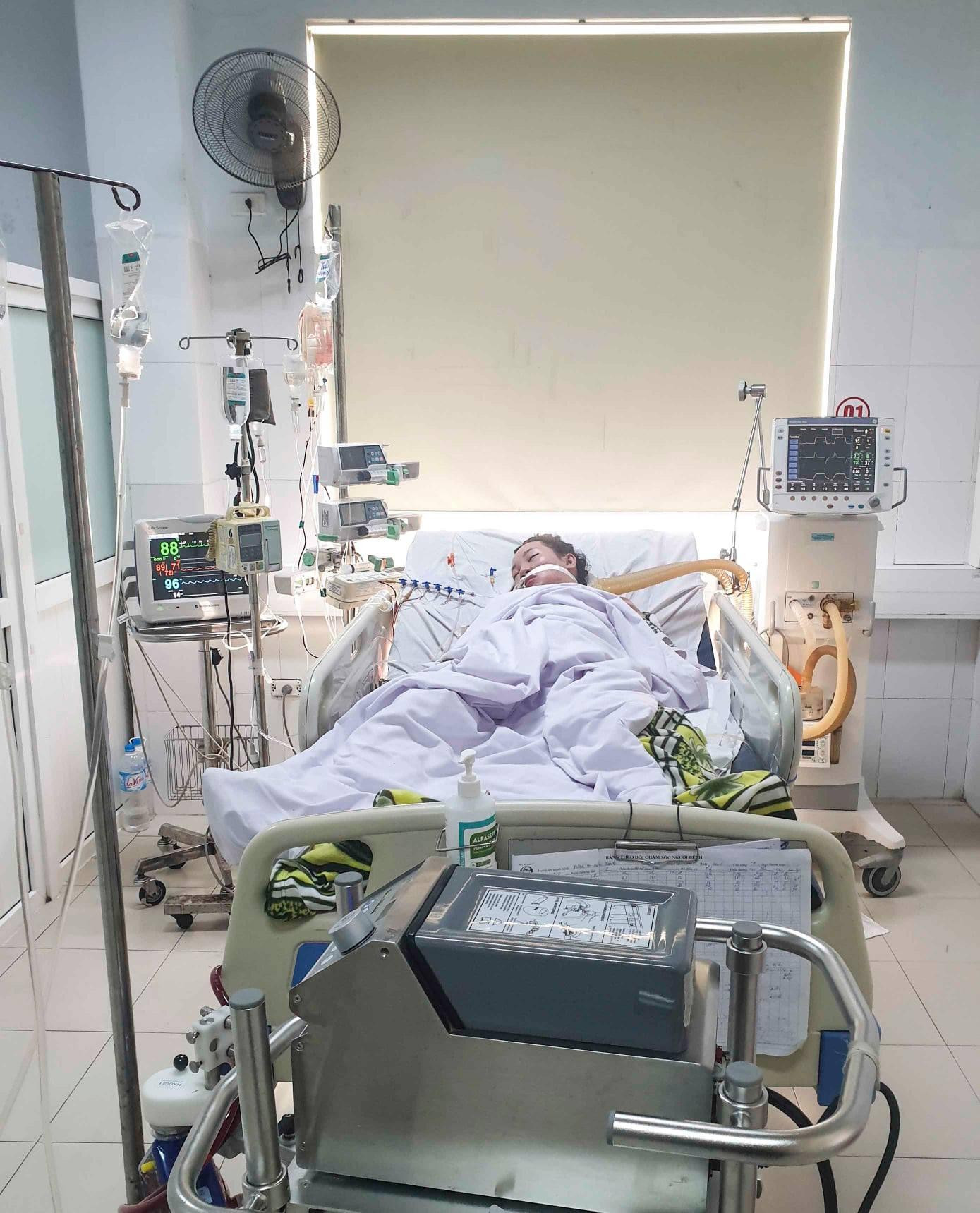 Sản phụ Trang khi đang điều trị tại BV Bạch Mai - Hà Nội