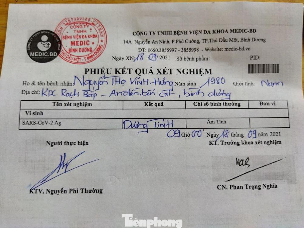 Kết quả xét nghiệm của Hưng Kết quả xét nghiệm của Hưng