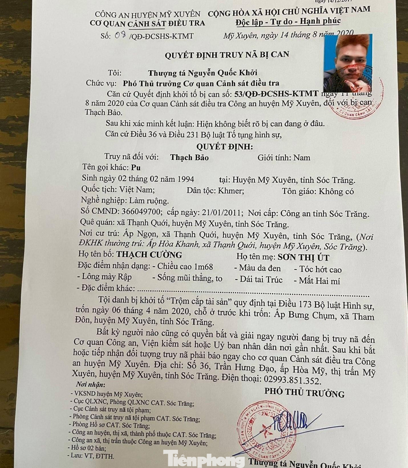 Lệnh truy nã Thạch Bảo