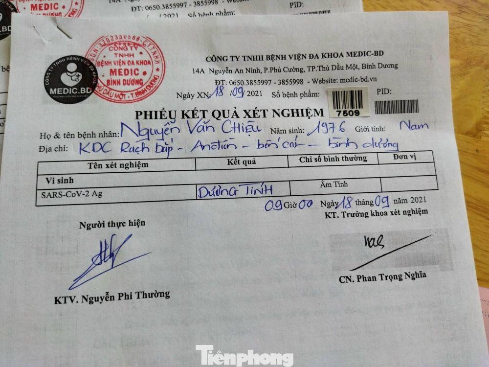 Kết quả xét nghiệm của Chiệu Kết quả xét nghiệm của Chiệu