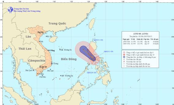 Áp thấp mới xuất hiện trên đảo Lu-Dông (Philippin). Ảnh: Trung tâm Dự báo Khí tượng Thủy văn Trung ương. Áp thấp mới xuất hiện trên đảo Lu-Dông (Philippin). Ảnh: Trung tâm Dự báo Khí tượng Thủy văn Trung ương