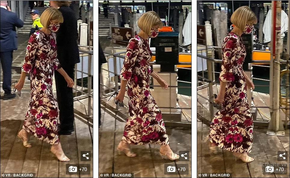 Tổng biên tập Vogue Anna Wintour xuất hiện trên bến tàu với phong cách quen thuộc - váy dài &quot;kín cổng cao tường&quot;.