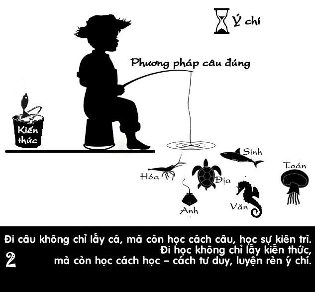 Ví việc học như đi câu. Đi câu không chỉ lấy cá mà học cách câu và sự kiên trì