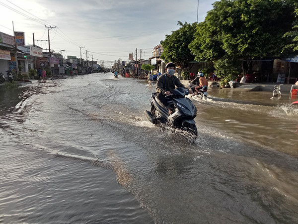 Đường biến thành sông, dân miền Tây 'bì bõm' đi lại ảnh 4
