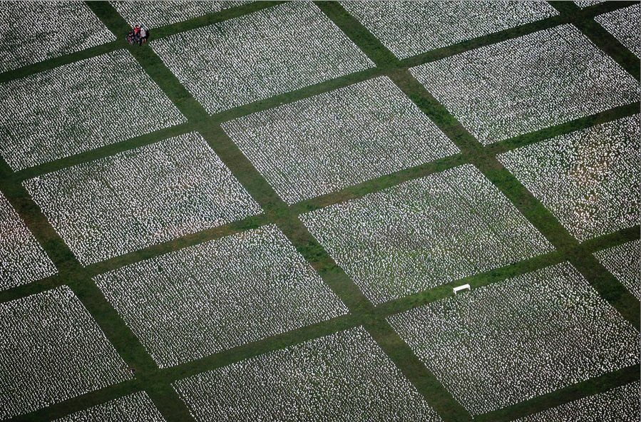 24. Rừng nến được thắp lên ở khu tượng đài gần thủ đô Washington D.C., Mỹ, ngày 19/9, để tưởng nhớ những người Mỹ đã qua đời vì COVID-19. (Ảnh: Getty Images)