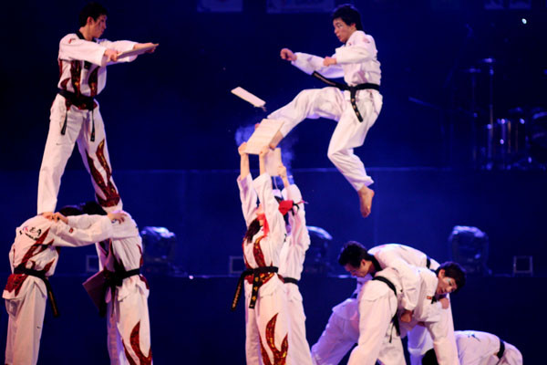 Khán giả thưởng thức các màn biểu diễn võ thuật
