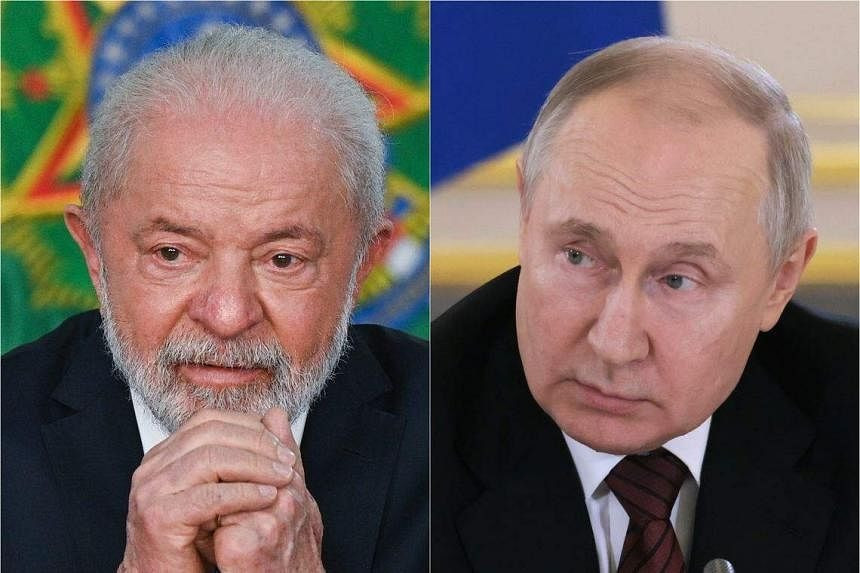Tổng thống Brazil - Luiz Inacio Lula da Silva và Tổng thống Nga - Vladimir Putin. (Ảnh: EFE-EPA)
