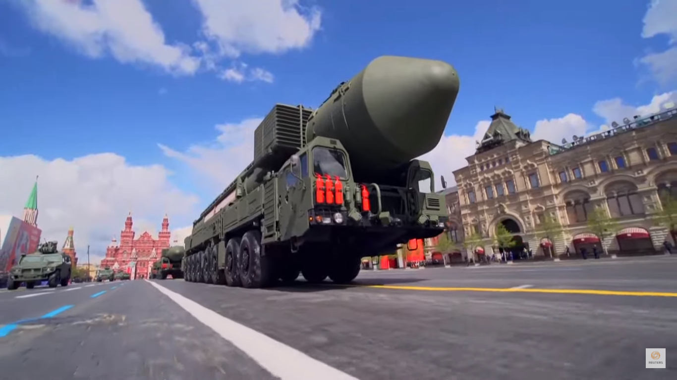 Tên lửa đạn đạo xuyên lục địa (ICBM) Yars. Ảnh chụp màn hình