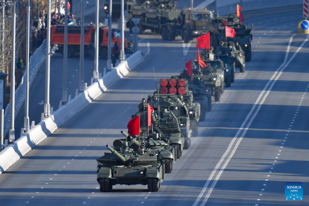 Xe chiến đấu Nga tham gia diễn tập. Ảnh: Tân Hoa Xã