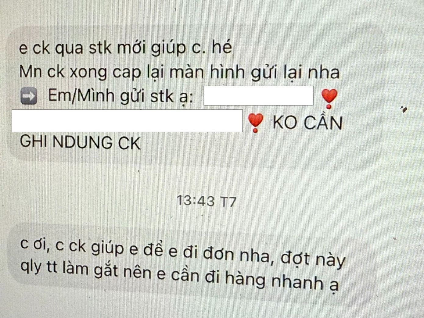 Người bán đổi tài khoản nhận tiền, thúc giục khách chuyển khoản để gửi hàng sớm, tránh quản lý thị trường.