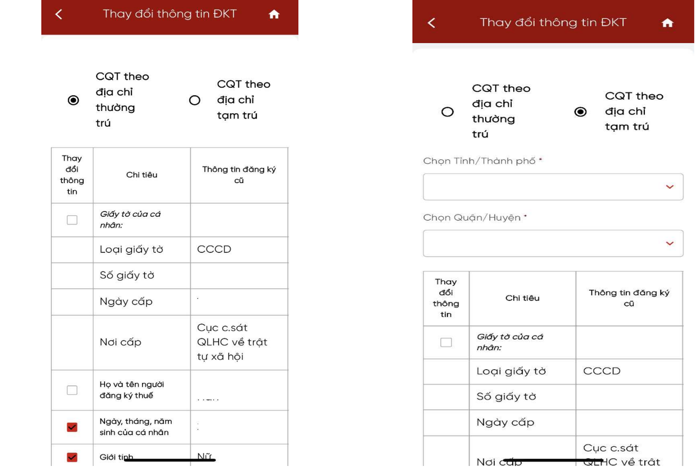 Thay đổi thông tin đăng ký thuế trên ứng dụng eTax Mobile. Thay đổi thông tin đăng ký thuế trên ứng dụng eTax Mobile.