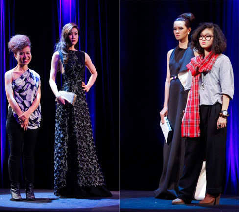 Như Lan (trái) và Bảo Loan với hai thiết kế không được đánh giá cao đã phải rời cuộc chơi. Như Lan (trái) và Bảo Loan với hai thiết kế không được đánh giá cao đã phải rời cuộc chơi