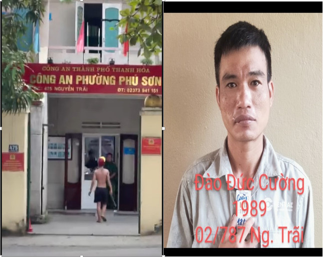Đào Đức Cường lúc bị tạm giữ và lúc cầm tuýp sắt xông vào trụ sở công an Đào Đức Cường lúc bị tạm giữ và lúc cầm tuýp sắt xông vào trụ sở công an