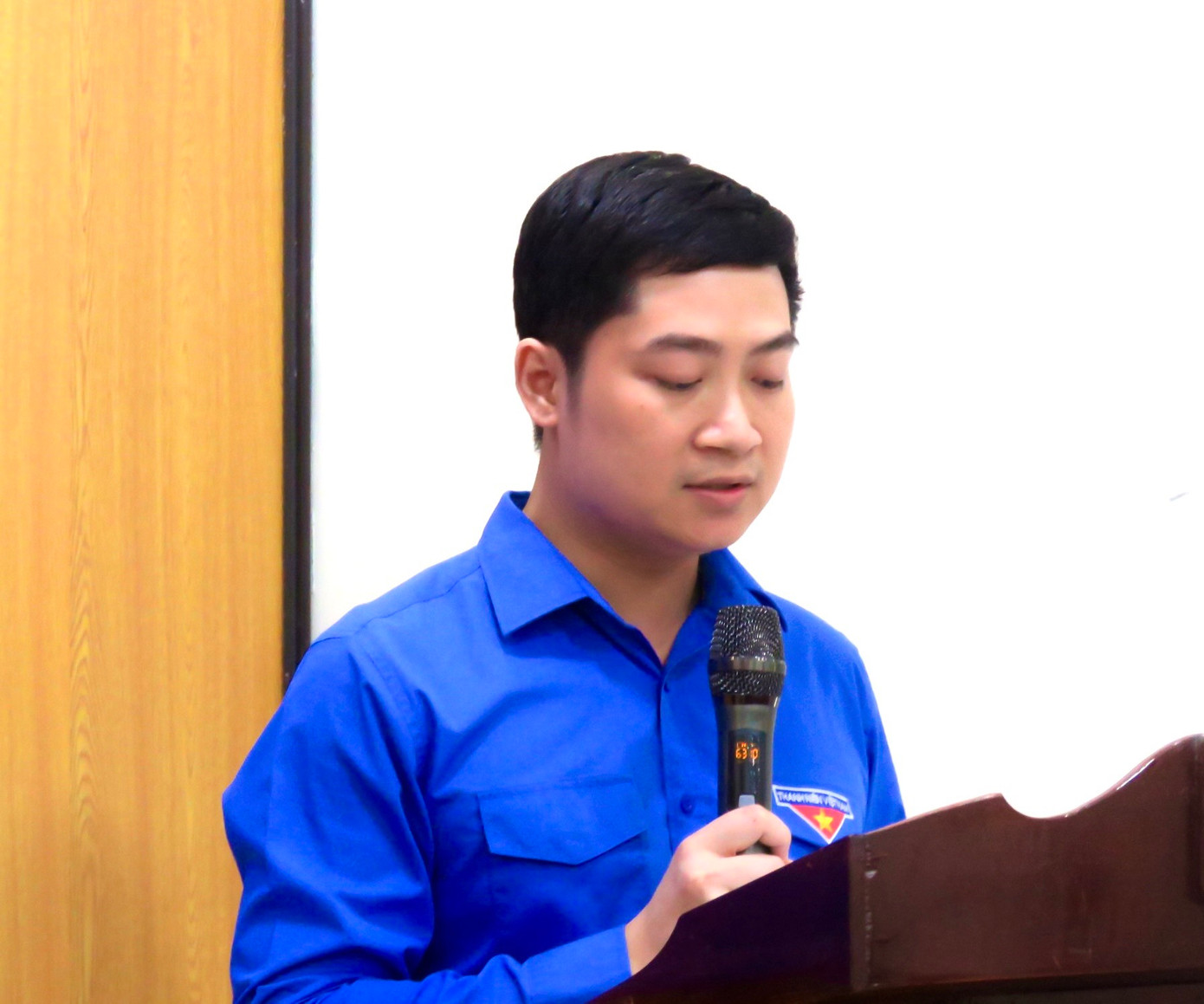 Tân Phó Bí thư Tỉnh Đoàn Thanh Hóa Đoàn Văn Trường phát biểu tại hội nghị