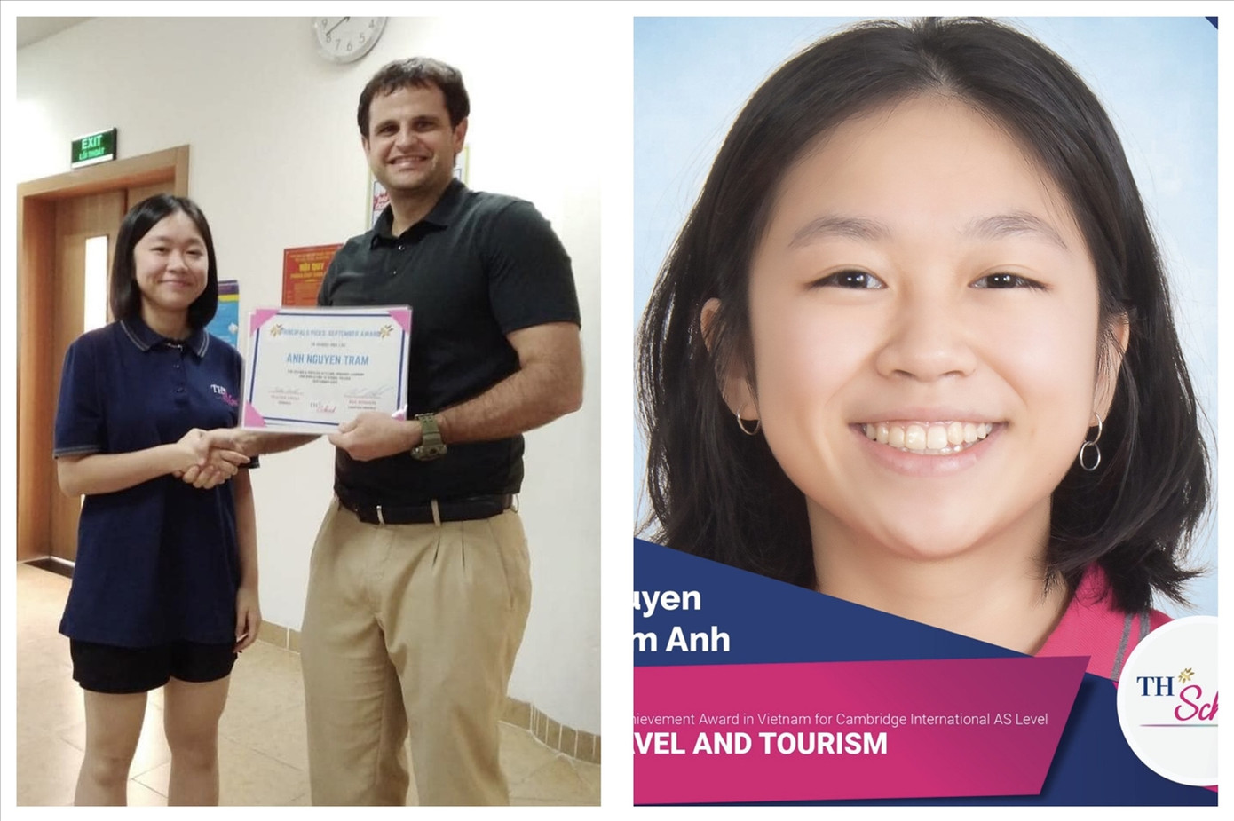 Trâm Anh khi còn học ở TH School Trâm Anh khi còn học ở TH School