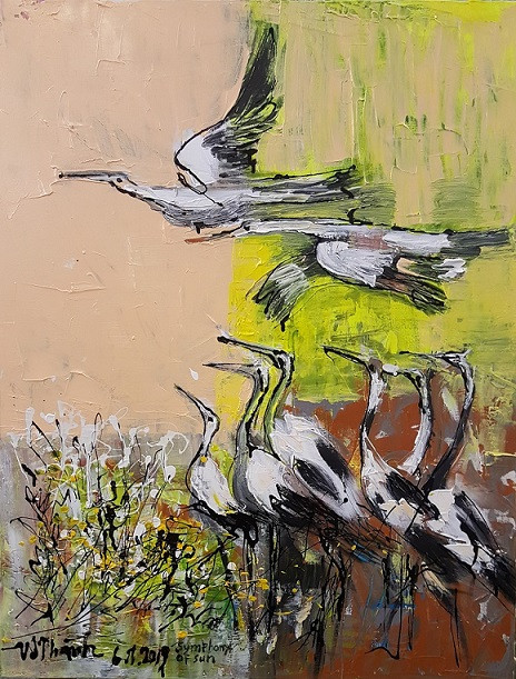 Văn Dương Thành trở lại với bộ tranh 'Hồng hạc với thiên nhiên' ảnh 1