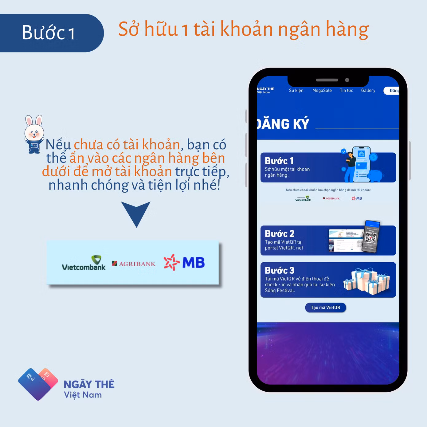 Ba bước nhận quà qua VietQR tại Sóng Festival - Ngày Thẻ VIệt Nam 2023.