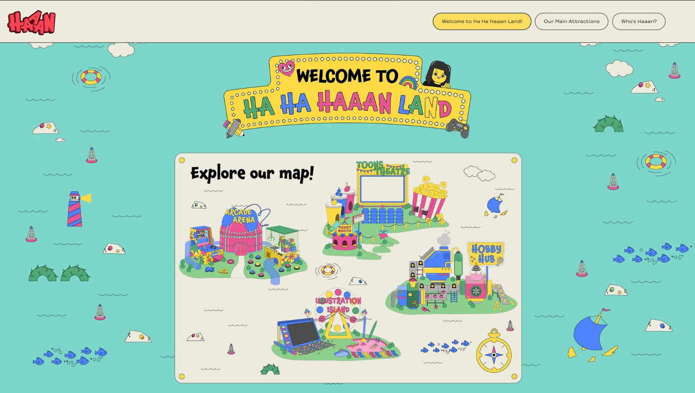 Trang chủ hồ sơ năng lực số của Hân đưa người xem đến với những vùng đất sáng tạo.